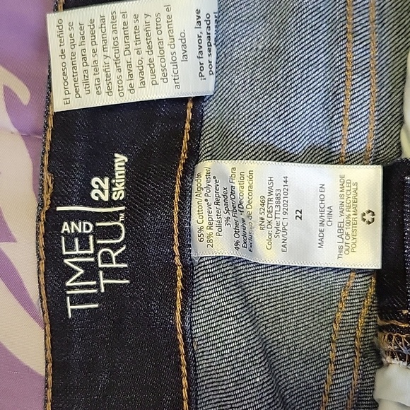 Jeans, distressed, brand- Walmart Time and Tru, size 22 skinny - Picture 3 of 4